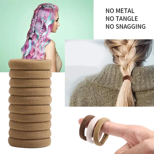 Miniatura 7 de SYGY Liga para el Cabello, 100 Piezas Ligas para el Cabello para Cabello Grueso y Fino, Bandas de Algodón sin Costuras, Sin Daño para Mujeres