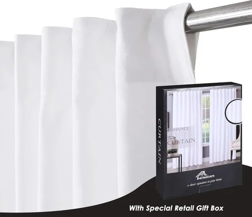 Miniatura 6 de HOMIDATE Juego de 2 cortinas texturizadas de algodón de 50 x 84 pulgadas, cortinas filtrantes de luz para sala de estar, dormitorio, baño