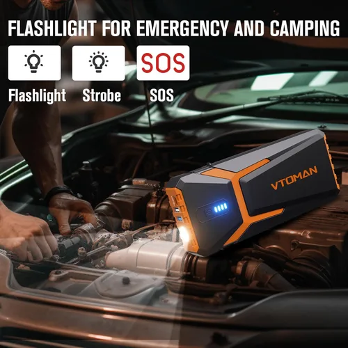 Miniatura 5 de VTOMAN V10 Pro 4500A Arrancador de coche portátil (todo a gas, motor diesel de 10.0L) caja de litio de 12 V, paquete de alimentación de batería +