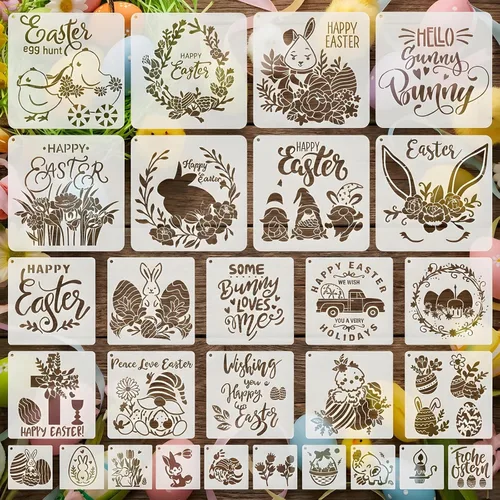 Miniatura 24 de Plantillas de flores para pintar, 64 piezas de plantillas de 3 pulgadas para manualidades, plantillas para pintura en rocas, plantillas de plástico