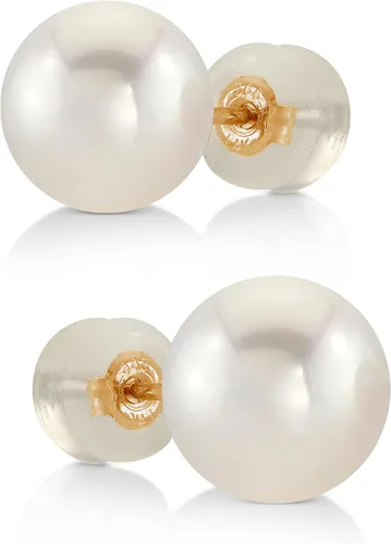 Miniatura 15 de THE PEARL SOURCE Round White Freshwater Real Pearl Earrings for Women - 14k Gold Stud Earrings Hypoallergenic Earrings with Genuine Cultured Pearls