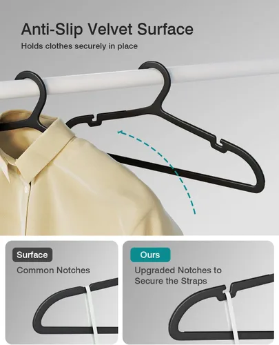Miniatura 5 de ABHENG UAPY0530B - Paquete de 30 perchas para ropa, perchas de plástico antideslizantes, perchas que ahorran espacio, resistentes, para colgar ropa
