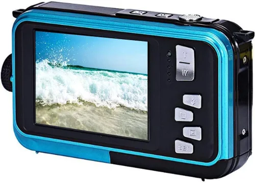 Miniatura 4 de Acuvar Cámara submarina de 48MP con tarjeta de 32 GB – Cámara digital impermeable de 11 pies, selfie de doble pantalla, enfoque automático, cámara