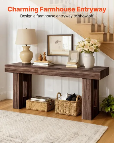 Miniatura 4 de VEVOR Mesa de consola, mesa de entrada de 63 pulgadas, mesa rectangular de madera, mesa de sofá estrecha detrás del sofá, mesas de consola