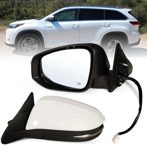 Miniatura 10 de Espejo lateral derecho del pasajero compatible con Toyota Highlander 2014-2019 con vidrio eléctrico, calefaccionado, señal de giro y plegado manual
