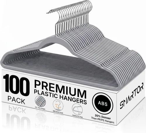 Miniatura 11 de SMARTOR Plastic Hangers 20 Pack - Thin and Slim Design for Space Saving Organizer - Heavy Duty Durable Closet Organizers and Storage with 360 Swivel
