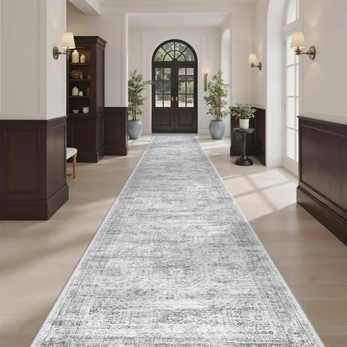 Miniatura 230 de Alfombra de pasillo Soalmost 2'6" x 10' lavable, alfombra antideslizante para cocina, baño, lavandería, alfombras vintage ultra delgadas para Beige