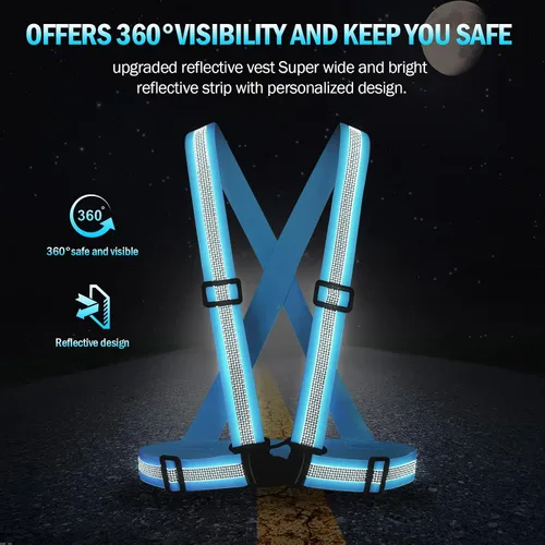 Miniatura 2 de Chaleco reflectante para correr, correas reflectantes, chaleco de seguridad de alta visibilidad para correr de noche, ciclismo, motocicleta, chaleco