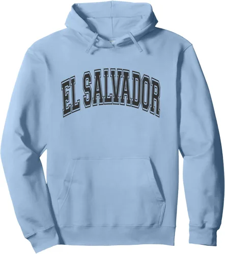 Miniatura 5 de El Salvador Arched Style Negro Texto y Contorno Sudadera Con Capucha