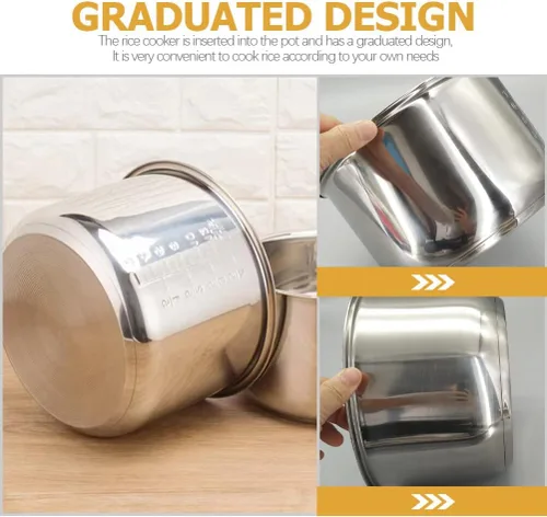 Miniatura 7 de Cabilock Olla de arroz de acero inoxidable de repuesto para olla interior de 4 litros, accesorio compatible con ollas eléctricas y a presión de 8.66