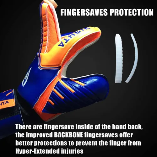 Miniatura 3 de Guantes de portero para jóvenes y adultos Guantes de fútbol de látex antideslizantes con prevención de hiperextensión de dedo y soporte de muñeca
