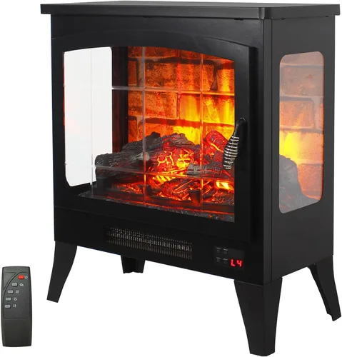 Miniatura 13 de Calentador eléctrico independiente de chimenea de 17 pulgadas con efecto de llama 3D (negro, 17 pulgadas)