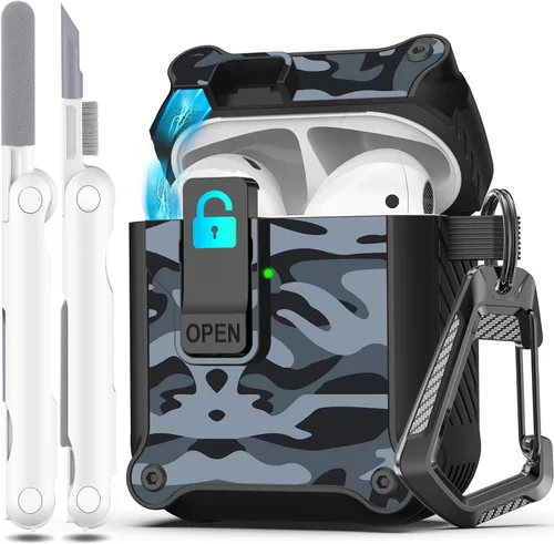 Miniatura 61 de R-fun - Funda para audífonos compatible con AirPods de 4.ª generación 2024, cubierta protectora de expulsión automática a prueba de caídas, puerto