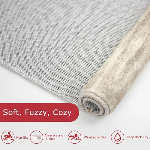 Miniatura 5 de KOZYFLY - Alfombra abstracta moderna para entrada, alfombra lavable para la cocina, 2 x 3 pies, antideslizante y suave, imitación de lana con gris