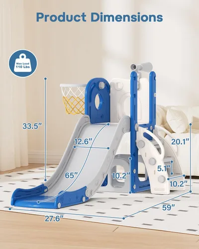 Miniatura 7 de Babytronic Tobogán para Niños Pequeños, 6 en 1 Tobogán de Interior para Niños de 1-3 Años, Juego de Escalador Interior y Exterior para Bebés