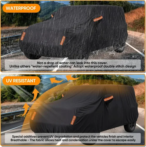Miniatura 6 de Funda de coche para Jeep Wrangler de 2 puertas 1987-2026 JK JL CJ YJ TJ para exteriores, impermeable, sol, lluvia, nieve, granizo, protección UV