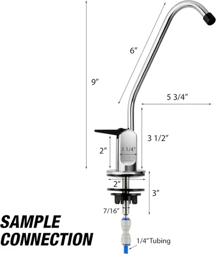 Miniatura 5 de iSpring GB1 Grifo sin plomo para agua potable con ósmosis inversa, estándar sin hueco de aire RO, cromado