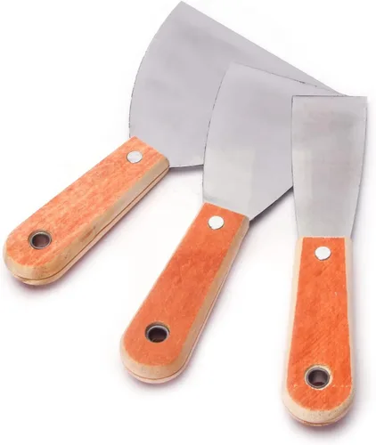 Miniatura 10 de Utoolmart Raspador de masilla de acero al carbono de 5 pulgadas con mango de madera para pegar pintura, pared, baldosas