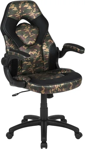 Miniatura 14 de Flash Furniture X10 LeatherSoft - Silla de juegos con respaldo alto estilo carreras con brazos abatibles, silla giratoria ergonómica acolchada