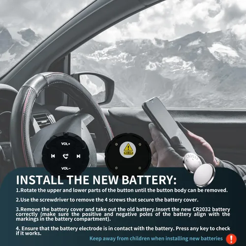 Miniatura 7 de Control remoto de botón multimedia Bluetooth, controlador de música inalámbrico impermeable para automóvil, bicicleta, motocicleta, botón de control