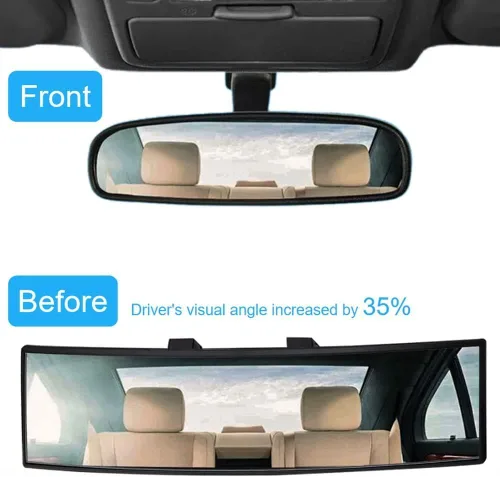 Miniatura 2 de OBTANIM Espejo retrovisor para automóvil de 10.6 pulgadas, vidrio HD, antirreflejo, clip panorámico gran angular, accesorios para espejo retrovisor