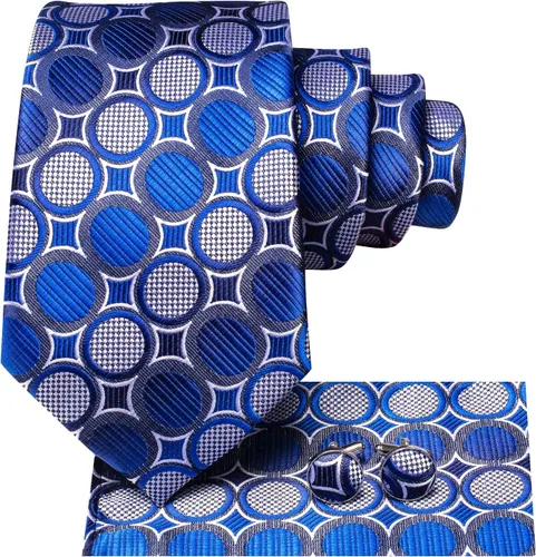 Miniatura 57 de Hi-Tie Corbatas de seda para hombre, diseño de cachemira a rayas, con bolsillo, gemelos cuadrados, conjunto formal de negocios