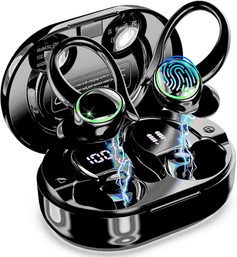 Miniatura 9 de Auriculares inalámbricos Matast, auriculares Bluetooth deportivos, auriculares con gancho para el oído IP7 impermeables con entrenamiento