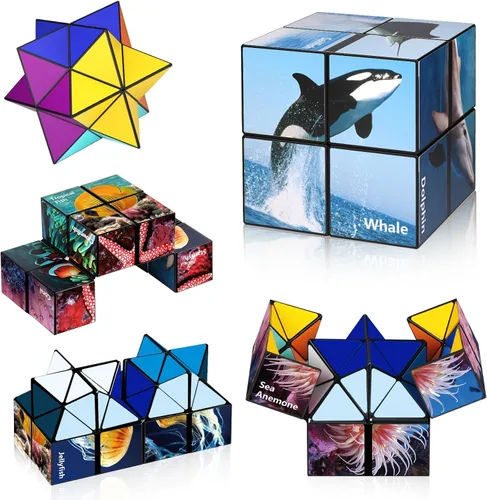 Miniatura 12 de Star Cube - Juego de cubos mágicos, cubo Yoshimoto 2 en 1 para niños y adultos, juguete para niños y niñas de 8 a 12 años
