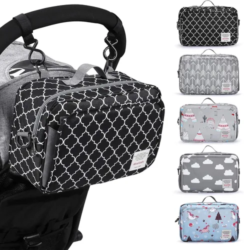 Miniatura 10 de Organizador universal para cochecito todo en uno con bolsillo aislado, capacidad para pañales, juguetes y aperitivos, color gris oscuro Arrow