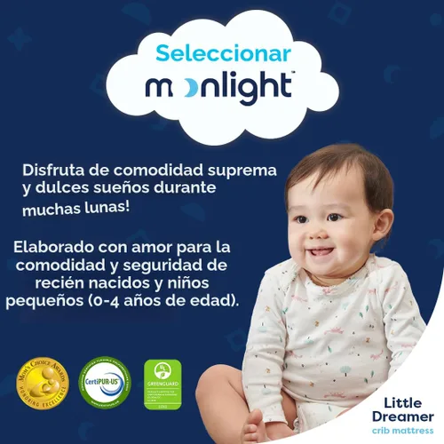 Miniatura 4 de Colchón de espuma para cuna Moonlight Slumber Little Dreamer, doble firmeza, Estándar, Blanco