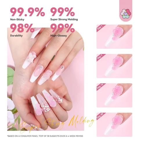 Miniatura 5 de SAVILAND Kit de gel de uñas Solid Builder: Aurora Silver Pink Clear 3D Sculpting Gel con moldes de silicona de flores de rosa y lápiz de tallado