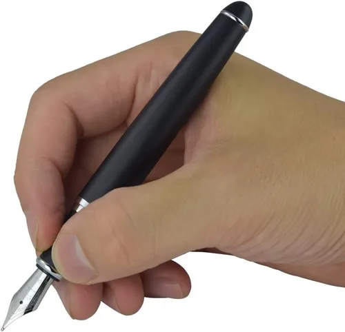 Miniatura 6 de Pluma estilográfica Jinhao con adornos plateados, punta mediana X750 con estuche de regalo (negro escarchado)