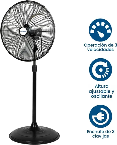 Miniatura 4 de BILT HARD - Ventilador de pie industrial de metal, resistente, de alta velocidad, oscilante, aspas de aluminio, 3 velocidades y certificado UL