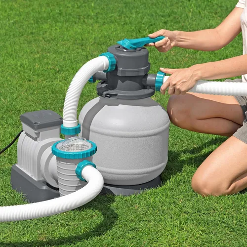 Miniatura 2 de Bestway Bomba de piscina con filtro de arena de 2,200 galones para piscinas sobre el suelo de hasta 14,400 galones con cesta coladora de prefiltro