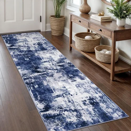 Miniatura 142 de KOZYFLY – Alfombra de pasillo moderna y lavable de diseño abstracto verde, 2 x 5 pies, antideslizante, suave y de pelo corto, ideal para cocina