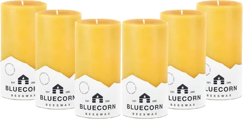 Miniatura 15 de Bluecorn Beeswax Vela de Pilar, 100% Cera de Abejas Natural Pura, Velas 2x3, Combustión Limpia y Sin Goteo, Larga Duración (25 Hr) Sin Parafina