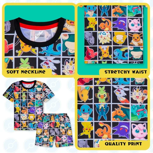 Miniatura 4 de Pokemon Pijamas para niños y adolescentes, camiseta y pantalones cortos, pijamas de verano, regalos para niños