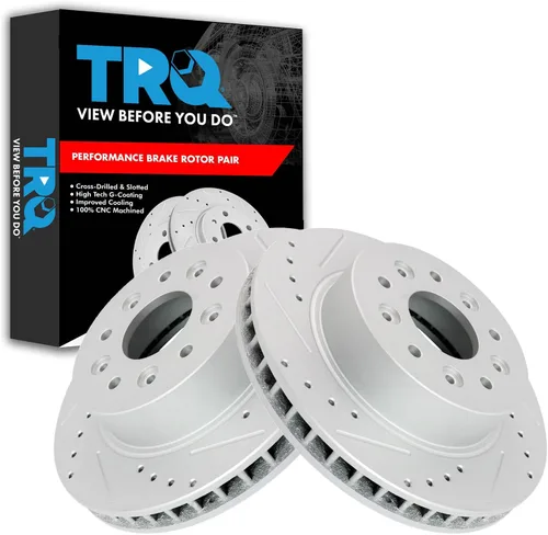 Miniatura 288 de TRQ Juego de rotores de freno de rendimiento trasero con revestimiento G premium compatible con Mazda 6 2014-2021