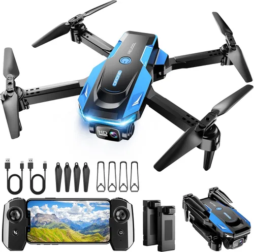Drone con cámara 1080P - Cuadricóptero plegable con control de gestos, giro 3D, inicio de una tecla, parada de emergencia, 2 baterías, más fácil de