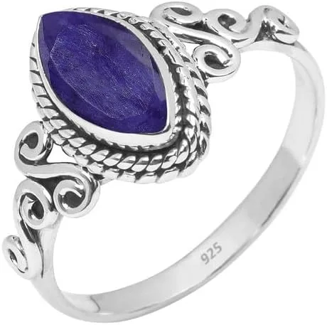 Miniatura 28 de Anillo de plata de ley 925 con piedras preciosas para mujeres y niñas, hecho a mano, anillo de promesa de piedras preciosas naturales, regalo