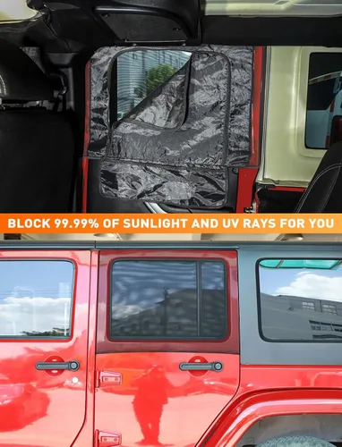 Miniatura 3 de Savadicar Parasoles para ventana trasera, parasol de malla transpirable para ventana lateral, media cubierta, compatible con Jeep Wrangler JK JL
