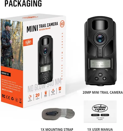 Miniatura 9 de OUTDOOR EXPERT Cámara de Rastro MINI de 20MP, cámara de rastro de caza de 1080P sin brillo, 940 nm, visión nocturna activada por movimiento, IP66