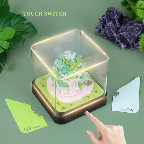 Miniatura 4 de Calendario 3D 2026 – Calendario de escritorio con luces, calendario de 2026 piezas de tiempo 3D, bloc de notas de papel, arte de árbol, creativo