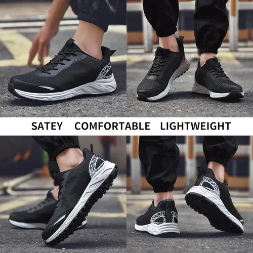 Miniatura 7 de Zapatos de punta de acero para hombres y mujeres, zapatos de trabajo de seguridad antideslizantes a prueba de pinchazos, cómodos tenis