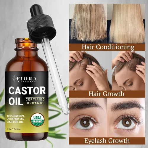 Miniatura 4 de Aceite de ricino orgánico prensado en frío certificado por la USDA, suero de crecimiento de pestañas y cabello, sin hexano, acondiciona y estimula