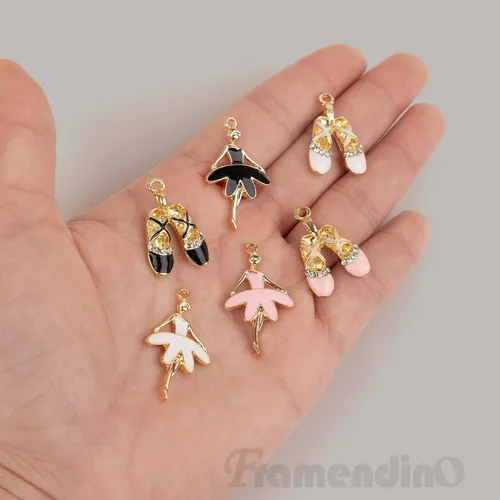 Miniatura 8 de Framendino, Esmalte Ballet Girl Charm Ballet Shoes Colgante Ballet Girl Colgante Ballet Girl Colgante para collar, aretes, pulsera, joyería artesanal