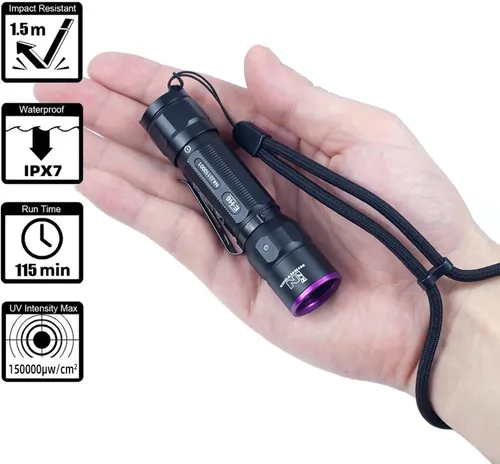 Miniatura 2 de E-H6 - Linterna UV de 365 nm, luz negra profesional pequeña AA ultravioleta para curado de resina, minerales, orina de mascotas, caza de escorpiones