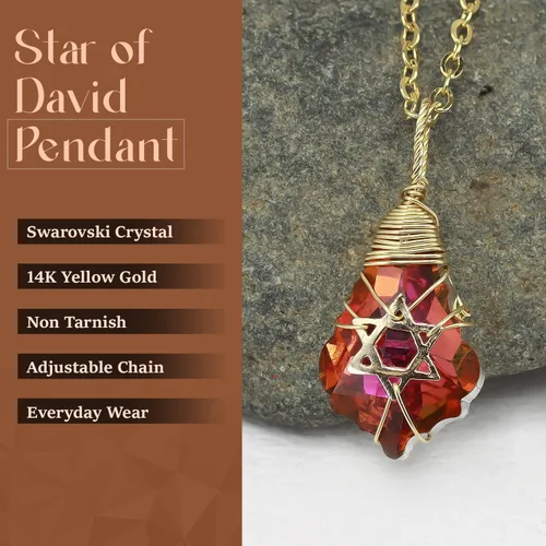 Miniatura 22 de Collar de estrella de David para mujeres y hombres, collar de estrella judía relleno de oro de 14 quilates, collar de Israel