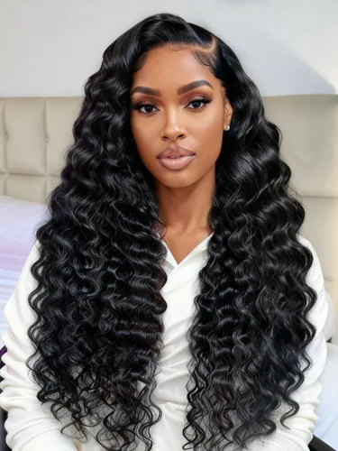 Miniatura 12 de Nadula Bye Bye Knots Peluca con Cordón Sin Pegamento de Ondas de Agua, Pelucas Frontales de Encaje Precortado 7x5 Húmedas y Onduladas de Cabello