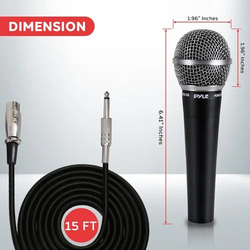 Miniatura 2 de Pyle Micrófono dinámico profesional, paquete de 4 micrófonos de mano unidireccionales con filtro pop integrado, salida de señal alta, cable de audio